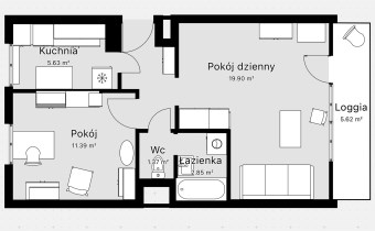 rzut mieszkania Słupsk, ul. Frąckowskiego